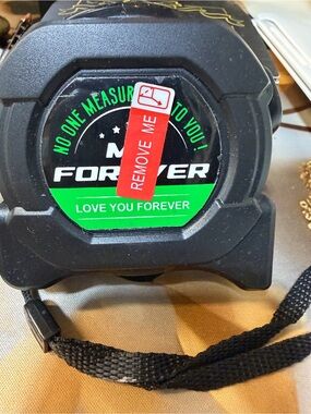 Black Tape Measure with Green Label - "Love You Forever"